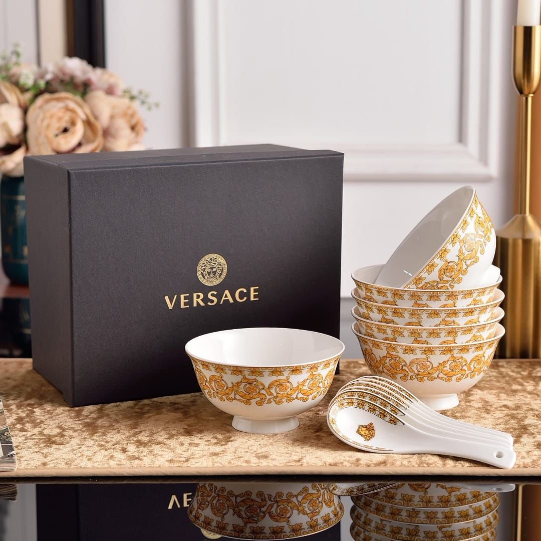 Soup set of six bowls with spoons, Hermes, Versace are also available - Image 2 of 7